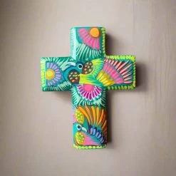 Guerrero Hand-Painted Cross Wall Art | Colorful Mexican Décor