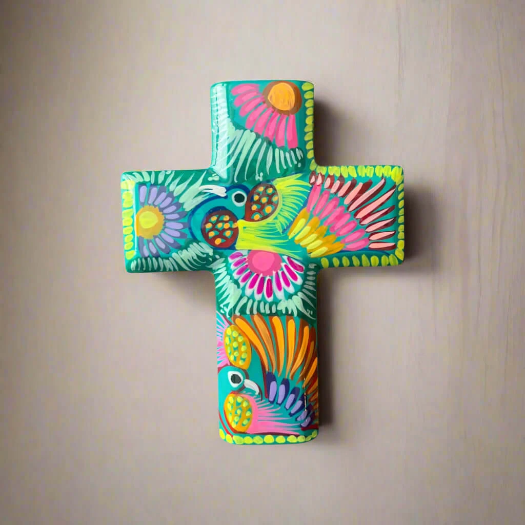 Guerrero Hand-Painted Cross Wall Art | Colorful Mexican Décor 1 Guerrero Hand-Painted Cross Wall Art | Colorful Mexican Décor