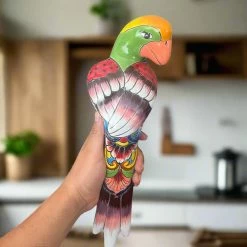 Talavera Hanging Parrot | Colorful Mexican Bird -Pottery And Glassware 20250325 201633130 iOS Photoroom