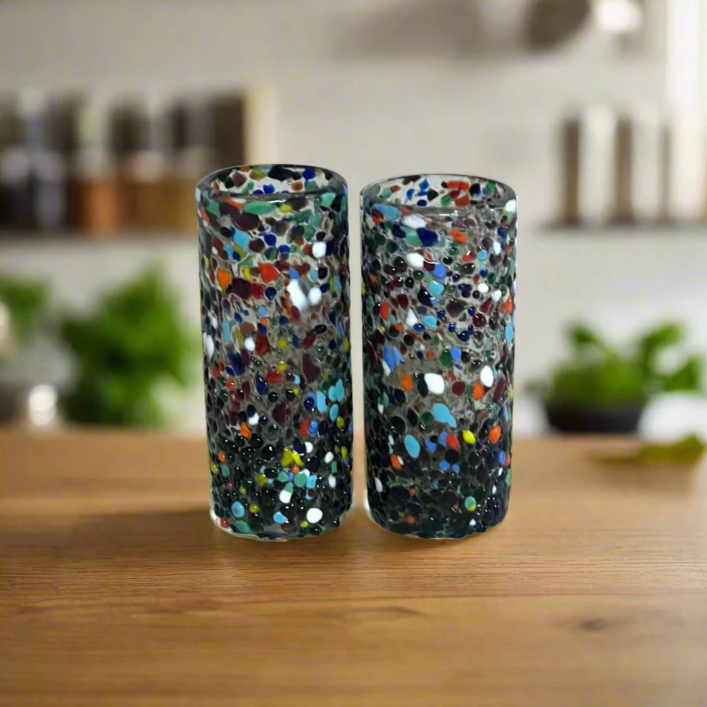 Hand Blown Double Shot Glass | Mexican Confetti Glassware 2 Hand Blown Double Shot Glass | Mexican Confetti Glassware - Image 2