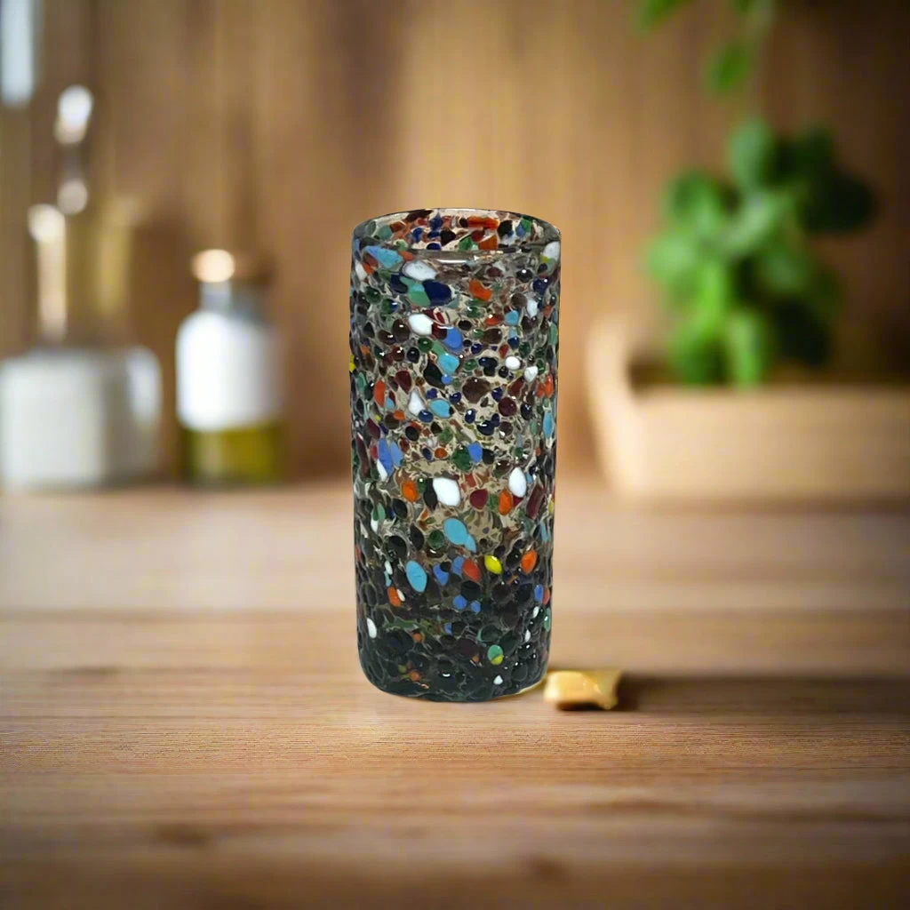 Hand Blown Double Shot Glass | Mexican Confetti Glassware 3 Hand Blown Double Shot Glass | Mexican Confetti Glassware - Image 3
