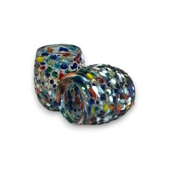 Rounded Mexican Shot Glass | Hand-Blown Mexican Confetti Glassware -Pottery And Glassware 20250415 155358773 iOS Photoroom