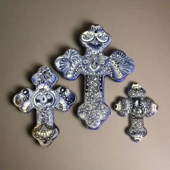 Set Of 3 Talavera Wall Crosses | Handmade Mexican Ceramic Art -Pottery And Glassware 20250429 160548692 iOS Photoroom 1
