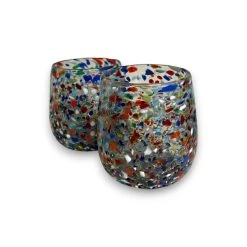 Confetti Stemless Wine Glass | Hand-Blown Mexican Pebbled Cup -Pottery And Glassware 20250429 163633652 iOS Photoroom