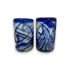 Blue Swirl Hand-Blown Glass | Mexican Drinking Tumbler -Pottery And Glassware 20250429 163750775 iOS Photoroom 1