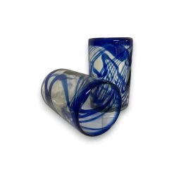 Blue Swirl Hand-Blown Glass | Mexican Drinking Tumbler -Pottery And Glassware 20250429 163755439 iOS Photoroom 1