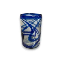 Blue Swirl Hand-Blown Glass | Mexican Drinking Tumbler -Pottery And Glassware 20250429 163807768 iOS Photoroom 1