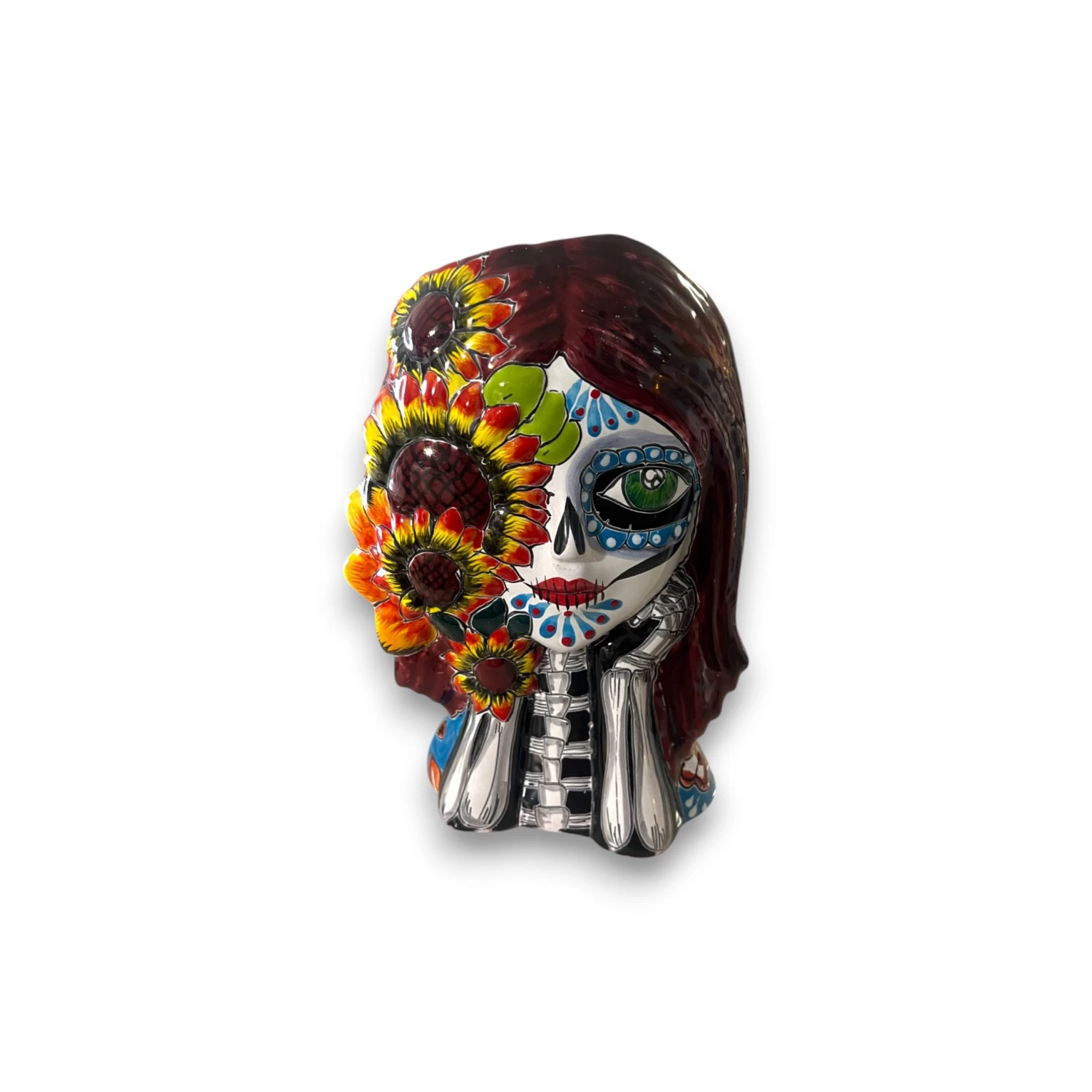 Talavera Sunflower Skull Planter | Handcrafted Day Of The Dead Pot 6 Talavera Sunflower Skull Planter | Handcrafted Day Of The Dead Pot - Image 6
