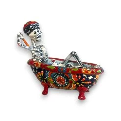 Talavera Skeleton Figurine | Day Of The Dead Bathtub Statue -Pottery And Glassware 20250509 150544927 iOS Photoroom 1
