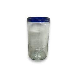 Mexican Blue Rim Tumbler | Hand-Blown Clear Glassware -Pottery And Glassware 20250511 163011236 iOS Photoroom 1