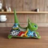 Talavera Cat Planter | Colorful Handcrafted Stretching Animal Pot