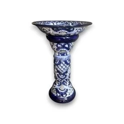 Blue & White Talavera Bird Bath | Mexican Garden Art -Pottery And Glassware 20250512 182650246 iOS Photoroom