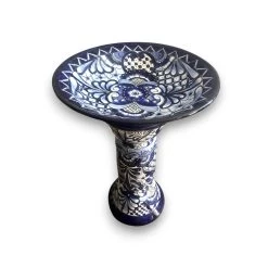 Blue & White Talavera Bird Bath | Mexican Garden Art -Pottery And Glassware 20250512 182701004 iOS Photoroom