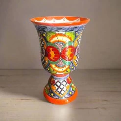 Extra Large Talavera Flower Pot | Hand-Painted Pedestal Planter