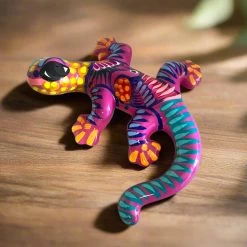Hand-Painted Talavera Lizard Figurine | Colorful Mexican Wall Decor