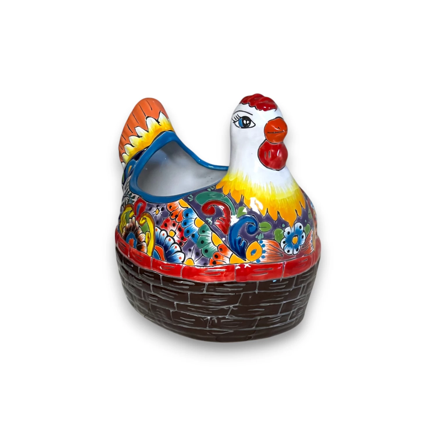 Talavera Chicken Planter | Hand-Painted Mexican Ceramic Statue 7 Talavera Chicken Planter | Hand-Painted Mexican Ceramic Statue - Image 7