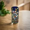 Confetti Double Shot Glass | Hand Blown Mexican Blue Rim