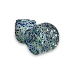 Hand Blown Stemless Wine Glass | Blue Green Confetti Design -Pottery And Glassware 20250523 185337435 iOS Photoroom