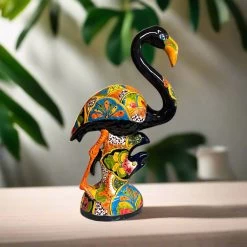 Talavera Flamingo Statue | Hand-Painted Mexican Ceramic Bird Art -Pottery And Glassware 20250523 193643515 iOS Photoroom