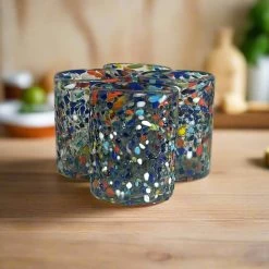 Confetti Pebbled Tumbler | Hand-Blown Mexican Glassware -Pottery And Glassware 20250527 154906802 iOS Photoroom