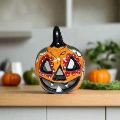 Talavera Jack-O'-Lantern | Colorful Mexican Pumpkin Decor