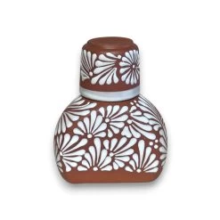 Terracotta Water Carafe Set | Hand-Painted Talavera-Style Bedside Decanter -Pottery And Glassware 20250529 150054895 iOS Photoroom