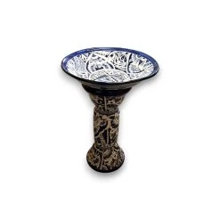 Blue & White Talavera Bird Bath | Mexican Garden Art -Pottery And Glassware 20250529 175750074 iOS Photoroom