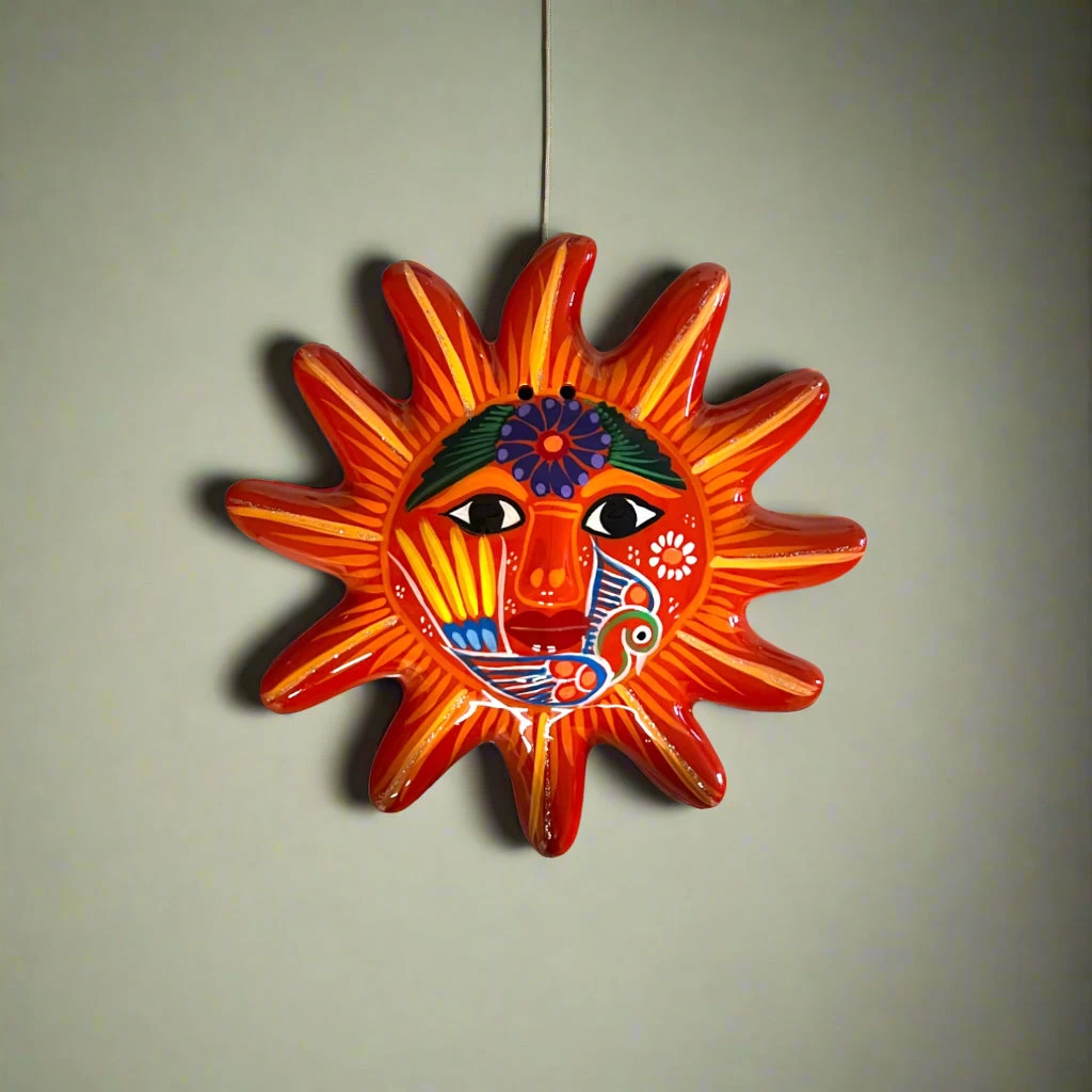 Hand-Painted Guerrero Sun Wall Art | Mexican Folk Decor 2 Hand-Painted Guerrero Sun Wall Art | Mexican Folk Decor - Image 2