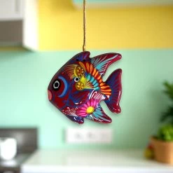 Colorful Talavera Fish Wall Decor | Hand-Painted Guerrero Pottery