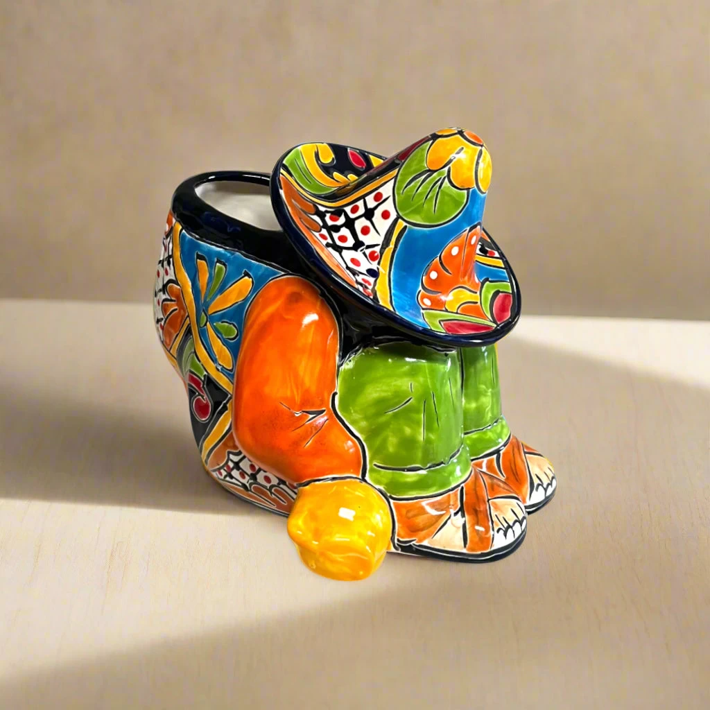 Colorful Talavera Panchito Planter | Mexican Sleeping Man Pottery 2 Colorful Talavera Panchito Planter | Mexican Sleeping Man Pottery - Image 2