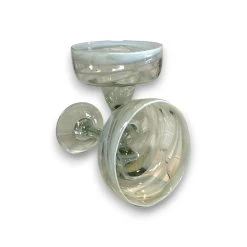 White Swirl Margarita Glass | Hand Blown Mexican Barware -Pottery And Glassware 20250609 153547111 iOS Photoroom