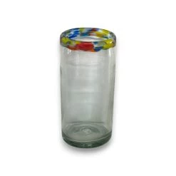 Hand Blown Colorful Tumbler Glass | Confetti Rim -Pottery And Glassware 20250612 175109682 iOS Photoroom