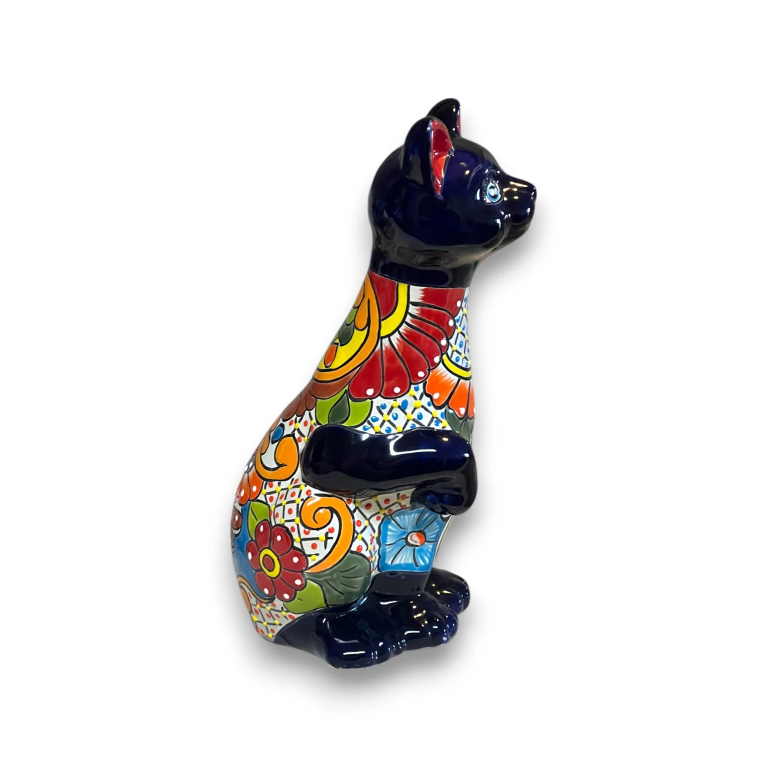 Talavera Cat Statue | Hand-Painted Mexican Ceramic Figurine 3 Talavera Cat Statue | Hand-Painted Mexican Ceramic Figurine - Image 3