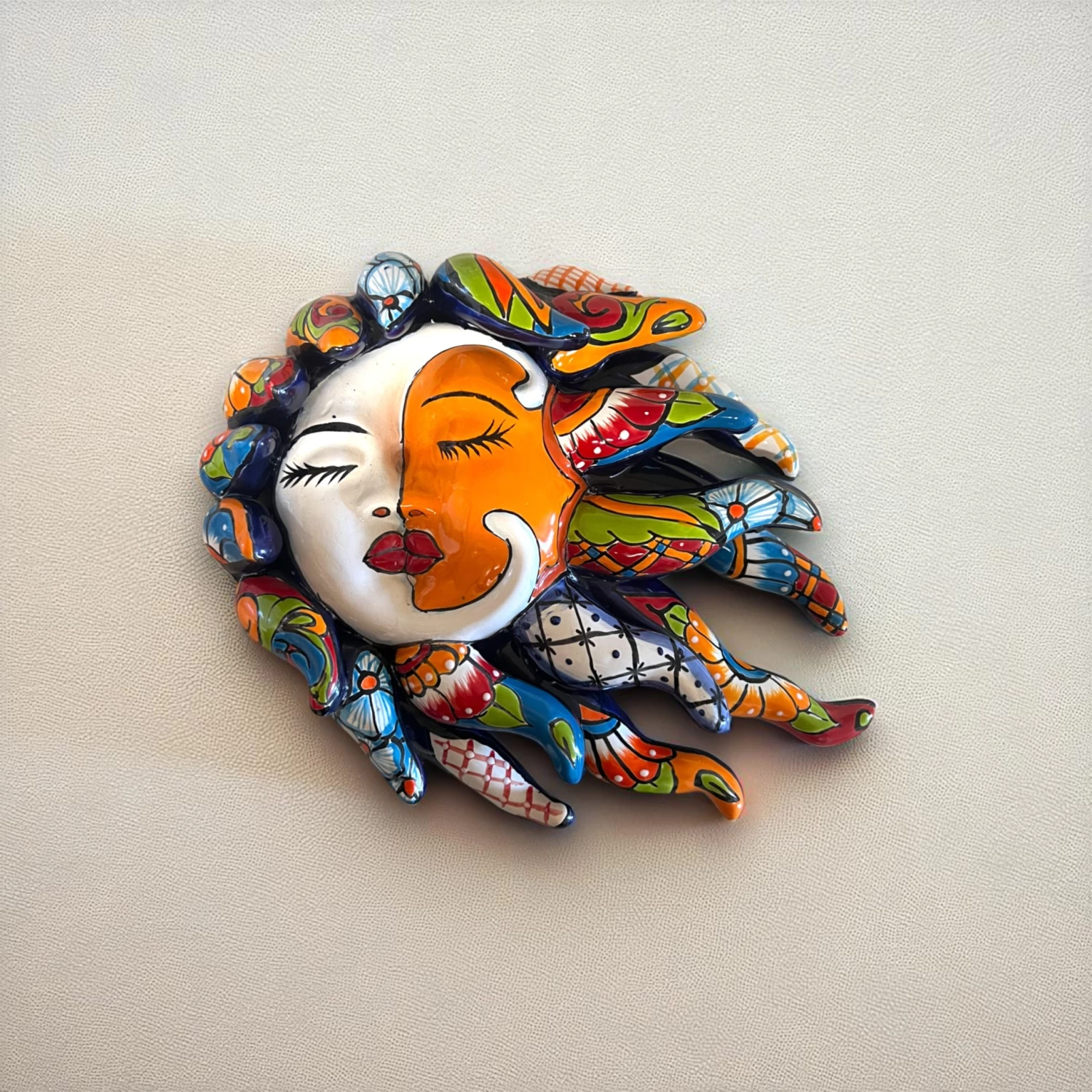 Talavera Eclipse Wall Art | Handcrafted Sun And Moon Face Décor 1 Talavera Eclipse Wall Art | Handcrafted Sun And Moon Face Décor