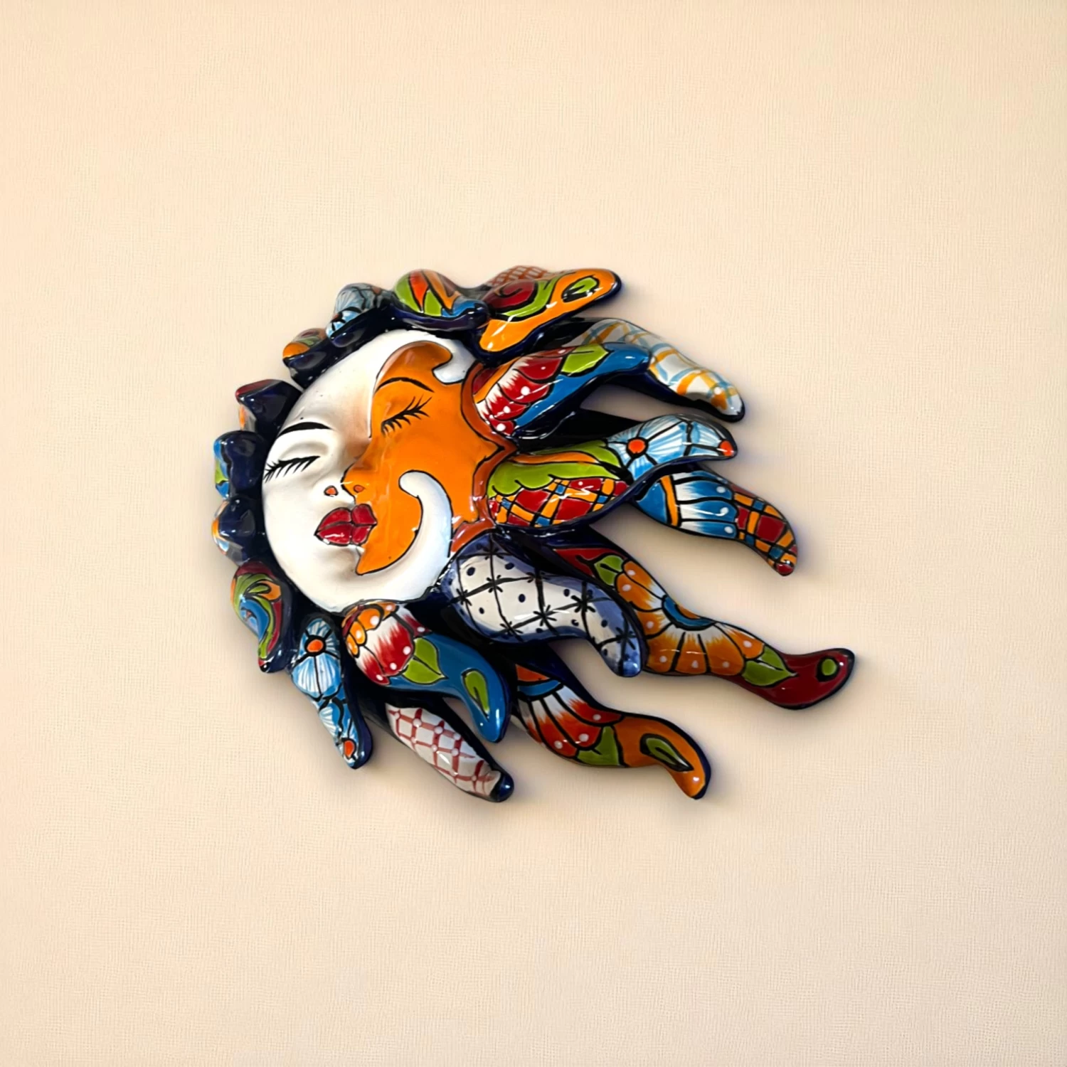 Talavera Eclipse Wall Art | Handcrafted Sun And Moon Face Décor 5 Talavera Eclipse Wall Art | Handcrafted Sun And Moon Face Décor - Image 5
