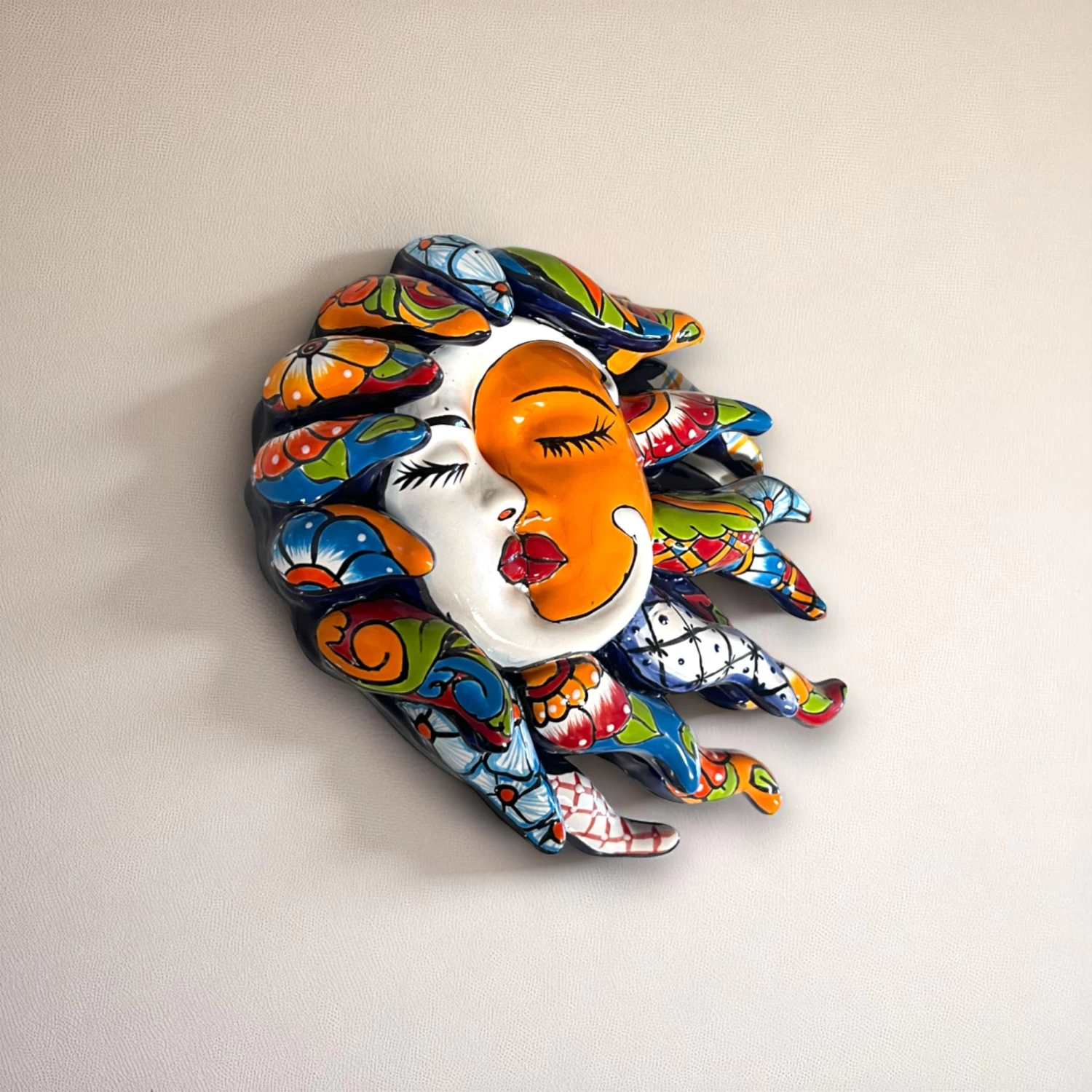 Talavera Eclipse Wall Art | Handcrafted Sun And Moon Face Décor 2 Talavera Eclipse Wall Art | Handcrafted Sun And Moon Face Décor - Image 2