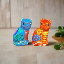 Set Of 2 Talavera Cat Salt And Pepper Shakers | Hand-Painted Ceramic
