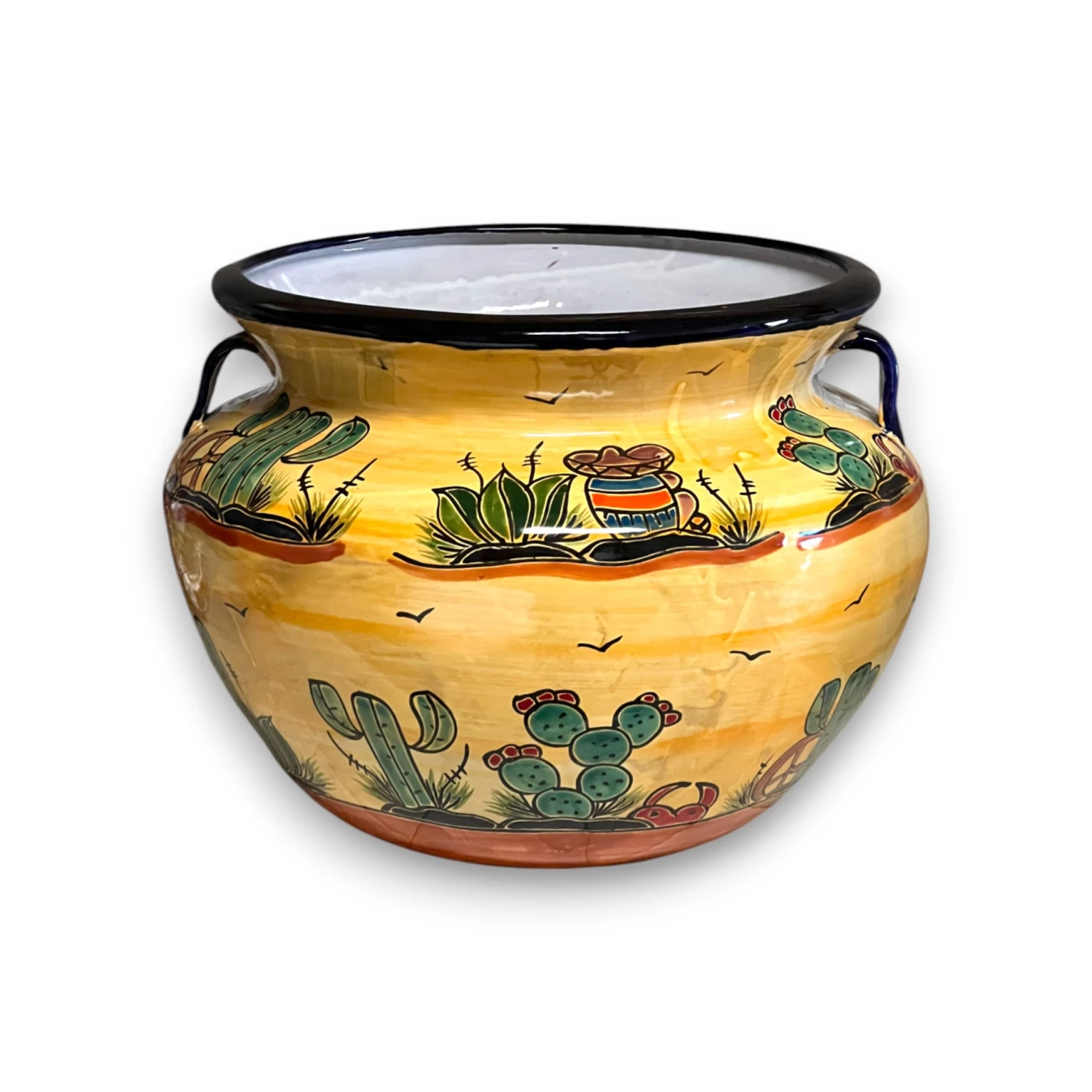 XL Talavera Flower Pot | Hand-Painted Desert Design Planter 5 XL Talavera Flower Pot | Hand-Painted Desert Design Planter - Image 5