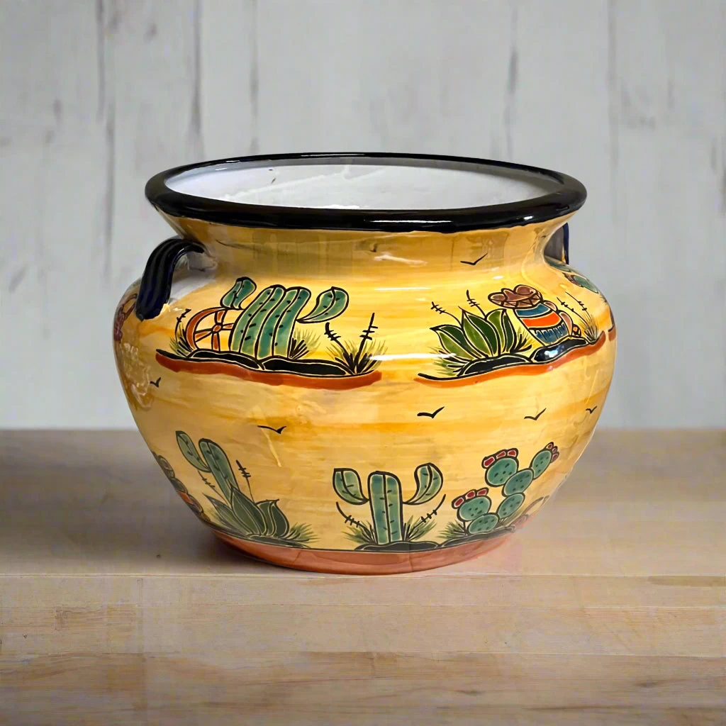 XL Talavera Flower Pot | Hand-Painted Desert Design Planter 3 XL Talavera Flower Pot | Hand-Painted Desert Design Planter - Image 3