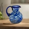 Blue Swirl Glass Pitcher | Hand-Blown Mexican Drinkware