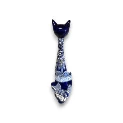 Tall Talavera Cat Statue | Handmade Blue & White Ceramic Figurine -Pottery And Glassware 20250618 152851091 iOS Photoroom