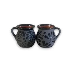 Black Talavera Jarrito Mug | Handmade Mexican Clay Coffee Cup -Pottery And Glassware 20250620 161236388 iOS Photoroom