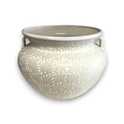XL Talavera Flower Pot | White Handcrafted Mexican Planter -Pottery And Glassware 20250622 162741926 iOS Photoroom