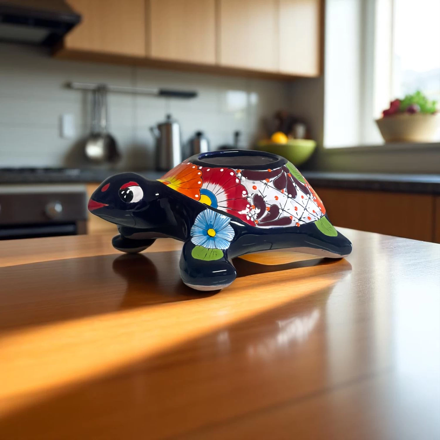 Small Talavera Sea Turtle Planter | Hand-Painted Mexican Turtle Pottery 1 Small Talavera Sea Turtle Planter | Hand-Painted Mexican Turtle Pottery