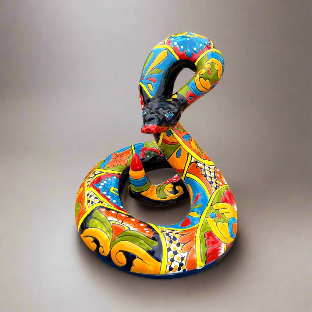 Talavera Snake Statue | Multicolor Handcrafted Mexican Rattlesnake 1 Talavera Snake Statue | Multicolor Handcrafted Mexican Rattlesnake