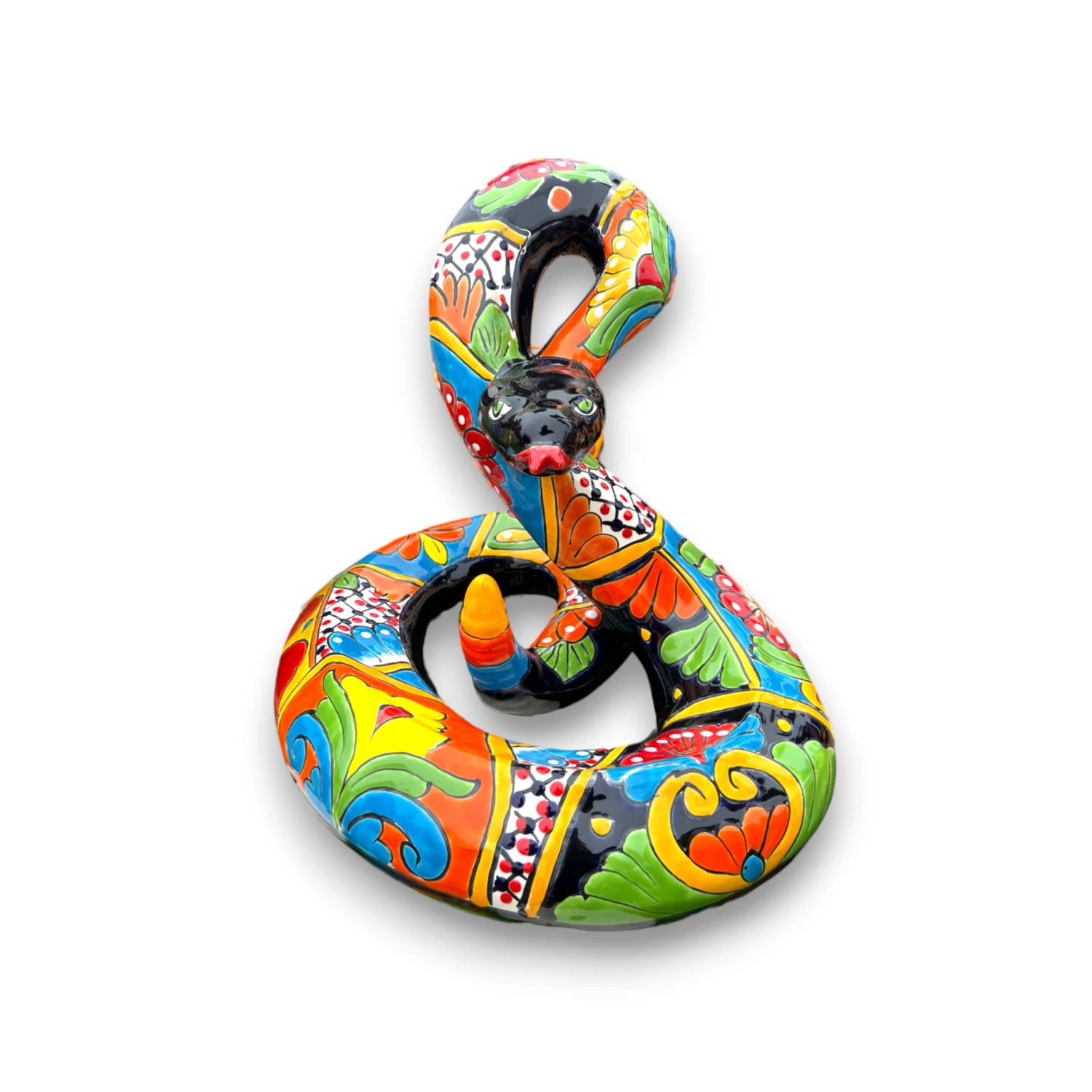Talavera Snake Statue | Multicolor Handcrafted Mexican Rattlesnake 2 Talavera Snake Statue | Multicolor Handcrafted Mexican Rattlesnake - Image 2