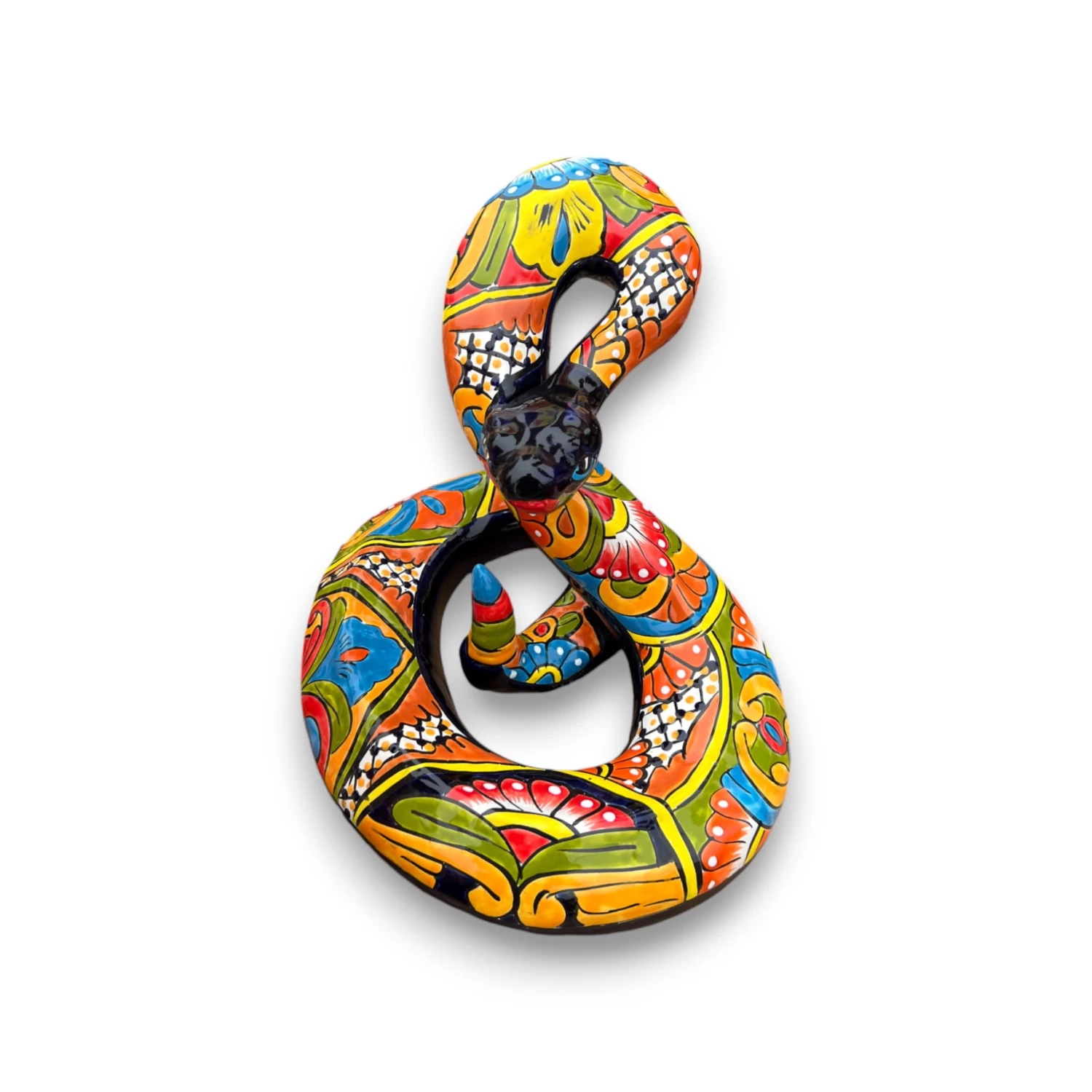 Talavera Snake Statue | Multicolor Handcrafted Mexican Rattlesnake 3 Talavera Snake Statue | Multicolor Handcrafted Mexican Rattlesnake - Image 3