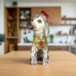 Talavera Poodle Statue | Hand-Painted Mexican Dog Decor -Pottery And Glassware 20250623 173650564 iOS Photoroom
