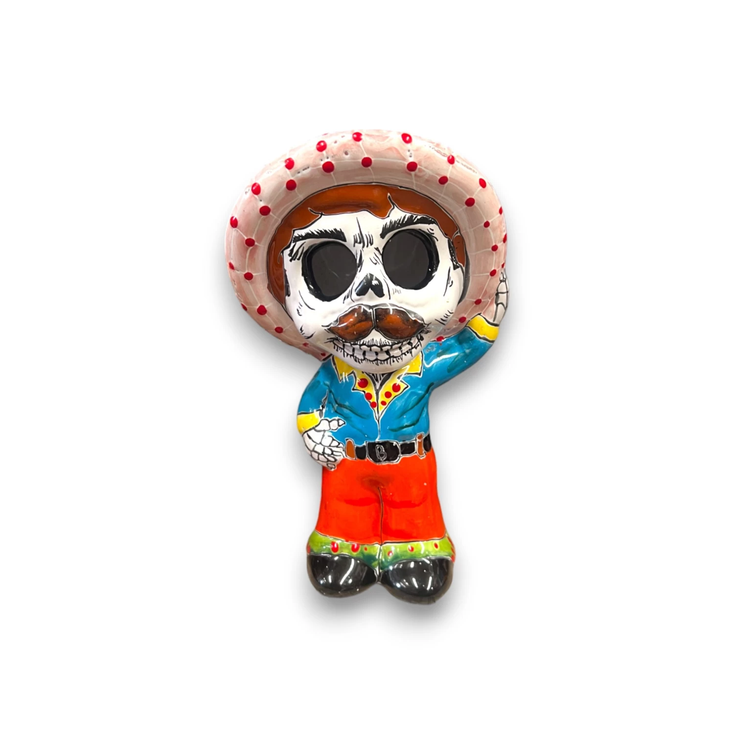 Talavera Skeleton Statue | Day Of The Dead Figurine With Sombrero 5 Talavera Skeleton Statue | Day Of The Dead Figurine With Sombrero - Image 5