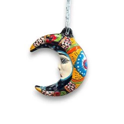 Talavera Crescent Moon Face | Hanging Mexican Wall Art -Pottery And Glassware 20250623 180327139 iOS Photoroom